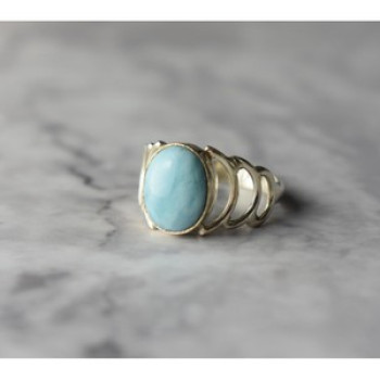 925 Sterling Silver Larimar Ring Size 7