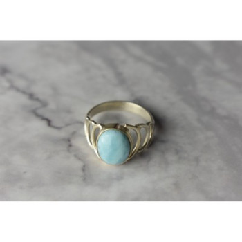 925 Sterling Silver Larimar Ring Size 7