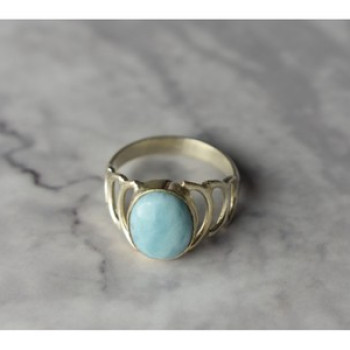 925 Sterling Silver Larimar Ring Size 7