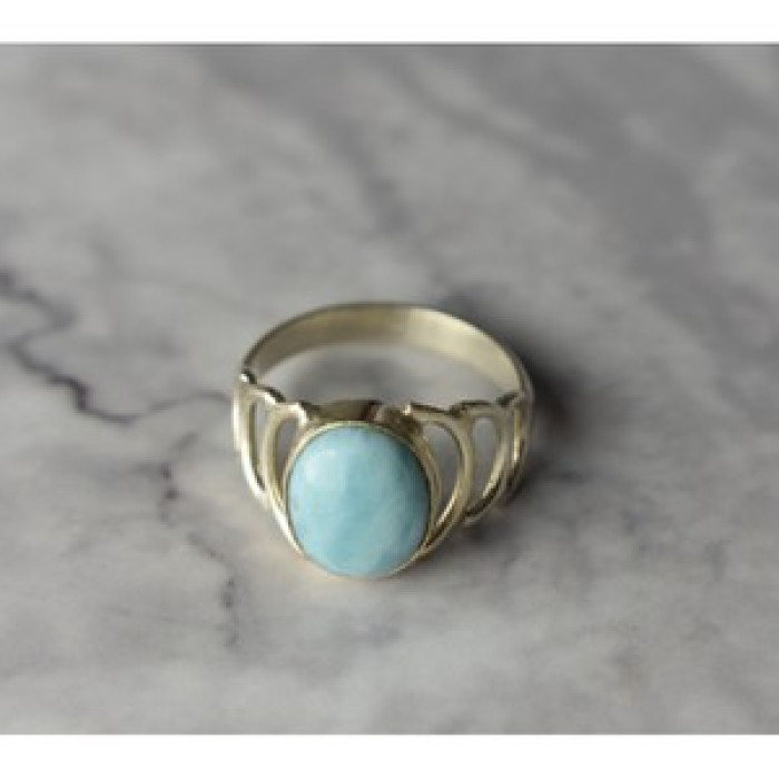 925 Sterling Silver Larimar Ring Size 7