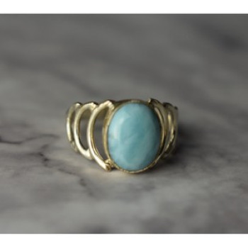 925 Sterling Silver Larimar Ring Size 7