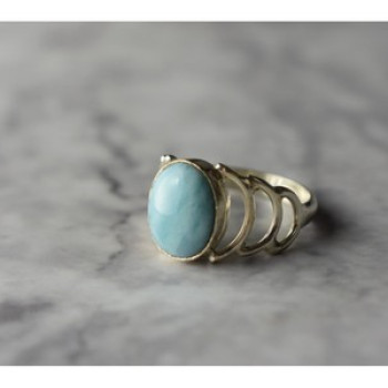 925 Sterling Silver Larimar Ring Size 7