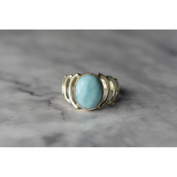 925 Sterling Silver Larimar Ring Size 7