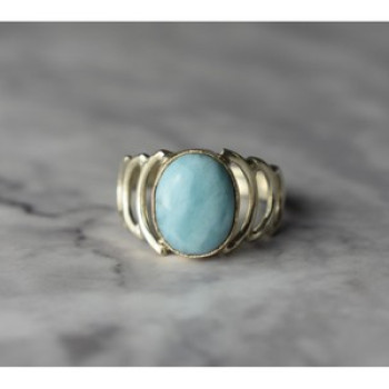 925 Sterling Silver Larimar Ring Size 7