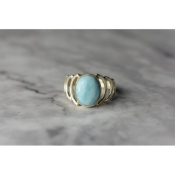 925 Sterling Silver Larimar Ring Size 7