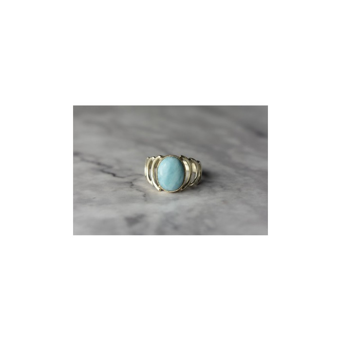 925 Sterling Silver Larimar Ring Size 7