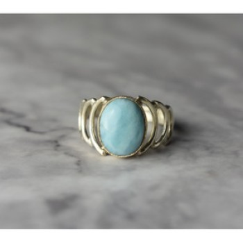 925 Sterling Silver Larimar Ring Size 7