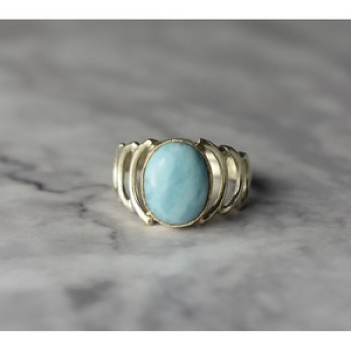 925 Sterling Silver Larimar Ring Size 7