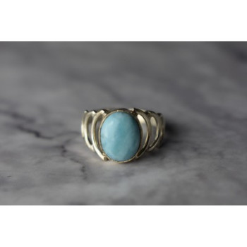 925 Sterling Silver Larimar Ring Size 7