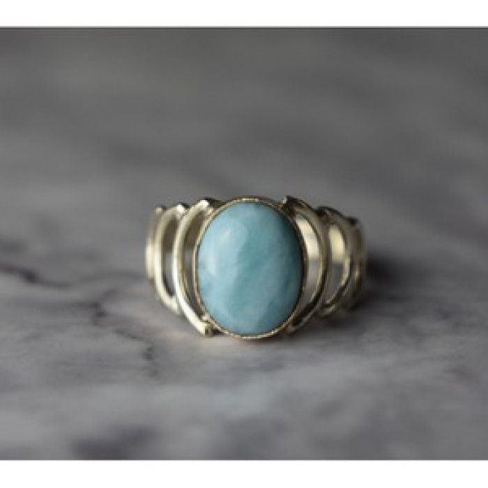925 Sterling Silver Larimar Ring Size 7