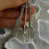 Vintage 925 Sterling Silver Spoon Knife Fork Pendant Length 2.70 Inch