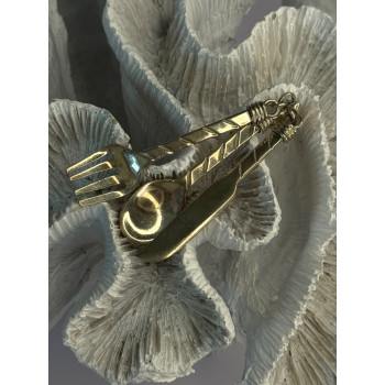 Vintage 925 Sterling Silver Spoon Knife Fork Pendant Length 2.70 inch