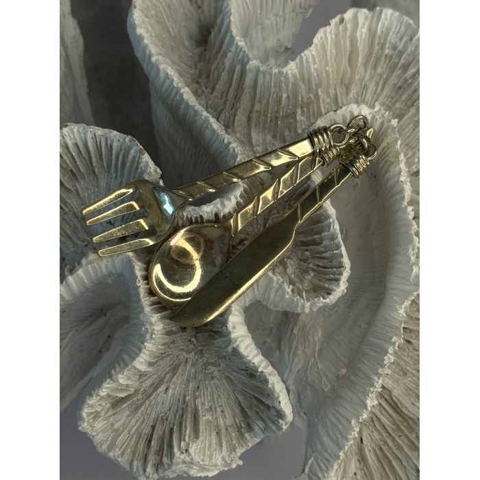 Vintage 925 Sterling Silver Spoon Knife Fork Pendant Length 2.70 inch