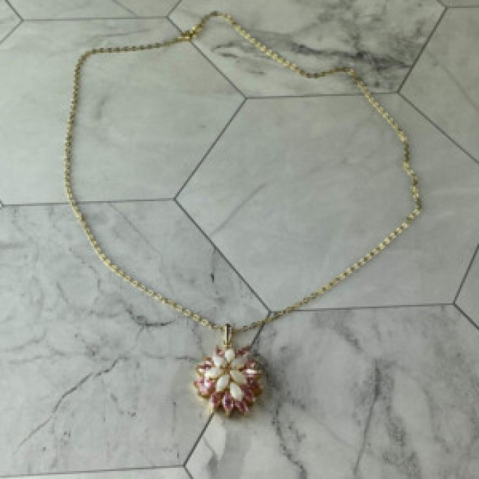 925 Sterling Silver Gold Plated Opal & Morganite Chain With Pendant