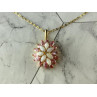 925 STERLING SILVER GOLD PLATED OPAL & MORGANITE CHAIN WITH PENDANT
