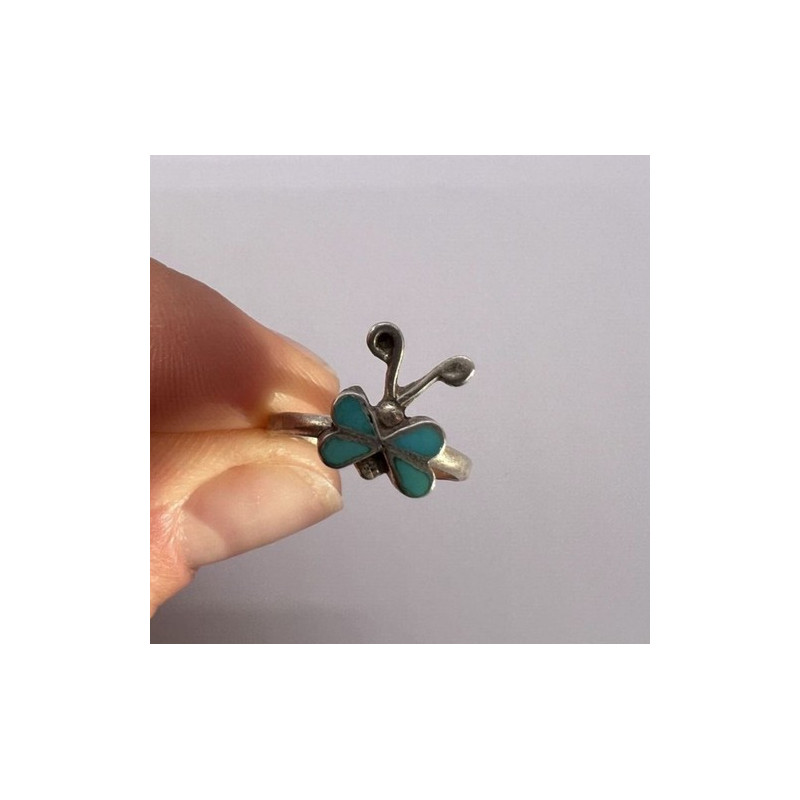 925 Sterling Silver & Turquoise Butterfly Ring Size 4
