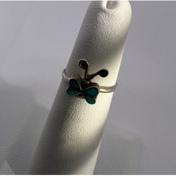 925 Sterling Silver & Turquoise Butterfly Ring Size 4