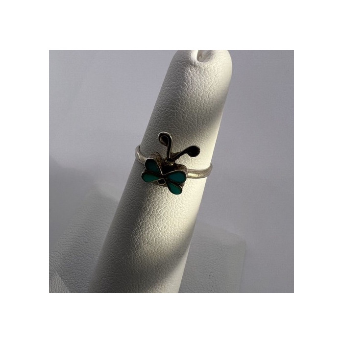 925 Sterling Silver & Turquoise Butterfly Ring Size 4