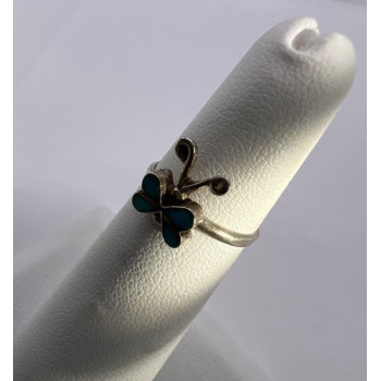 925 Sterling Silver & Turquoise Butterfly Ring Size 4