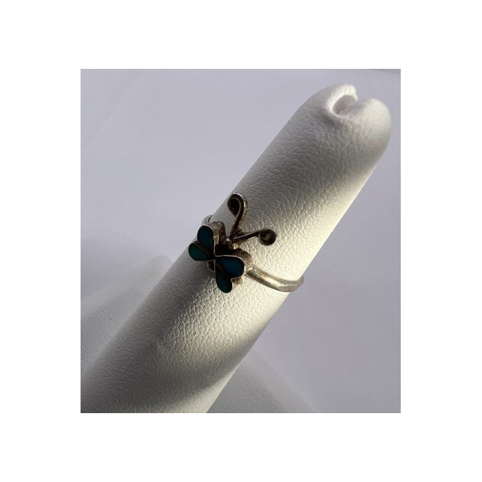 925 Sterling Silver & Turquoise Butterfly Ring Size 4