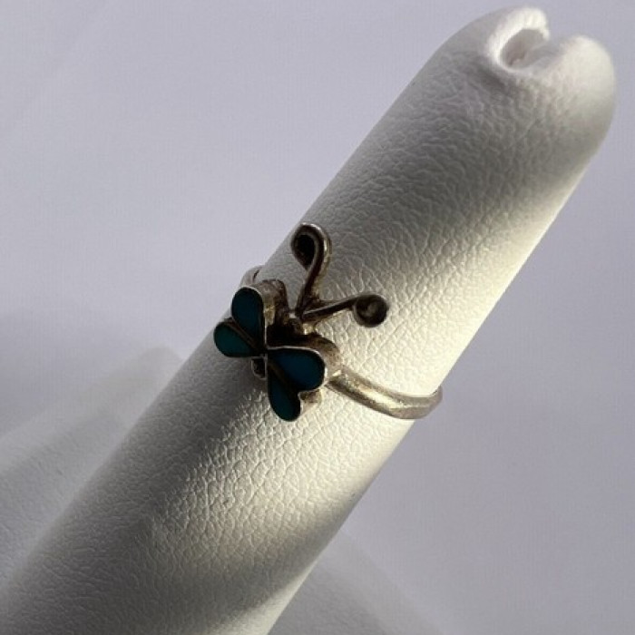925 Sterling Silver & Turquoise Butterfly Ring Size 4