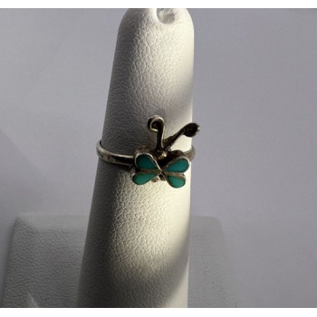 925 Sterling Silver & Turquoise Butterfly Ring Size 4