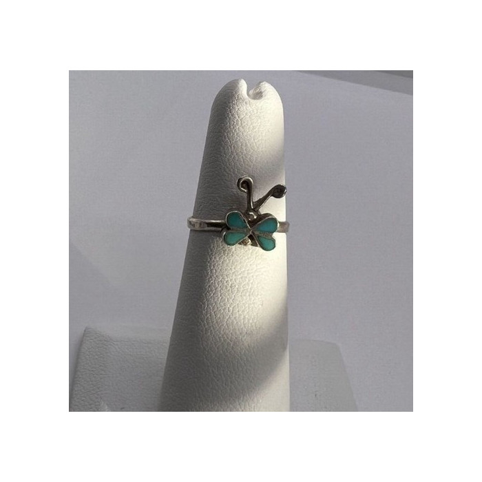 925 Sterling Silver & Turquoise Butterfly Ring Size 4