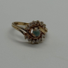 14K Yellow Gold Jadeite & Diamonds Ring Size 3