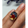 925 Sterling Silver With Natural Flowers In Epoxy Resin Ring Size 5
