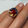 925 Sterling Silver With Natural Flowers In Epoxy Resin Ring Size 5