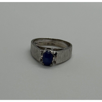 925 Sterling Silver Blue Star Sapphire Ring Size 4