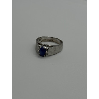 925 Sterling Silver Blue Star Sapphire Ring Size 4