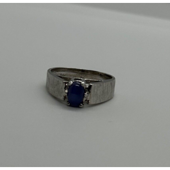 925 Sterling Silver Blue Star Sapphire Ring Size 4