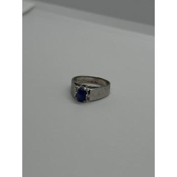925 Sterling Silver Blue Star Sapphire Ring Size 4