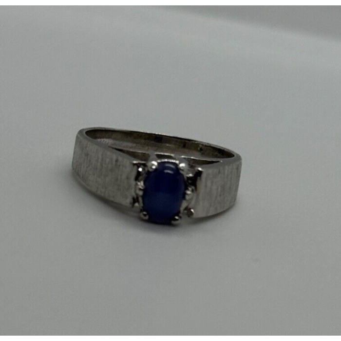 925 Sterling Silver Blue Star Sapphire Ring Size 4