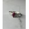 925 Sterling Silver Rubellite & CZ Ring Size 9