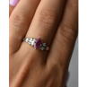 925 Sterling Silver Rubellite & CZ Ring Size 9