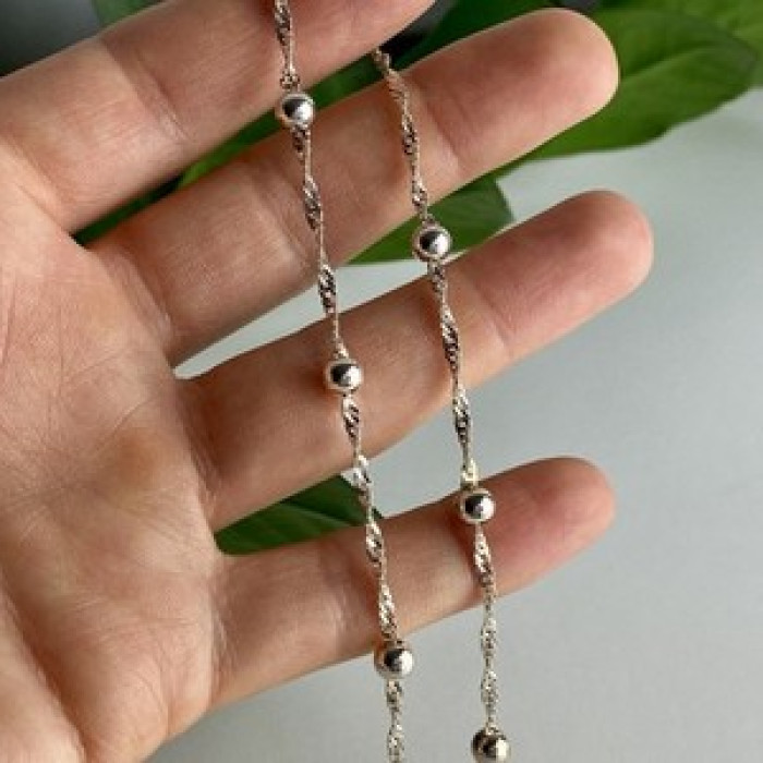 925 Sterling Silver Necklace Italy 17.7 In