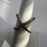925 Sterling Silver Gold Plated CZ Criss Cross Ring Size 7