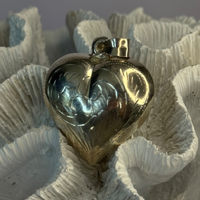 925 Sterling Silver Heart Locket Pendant Length 2 Inch