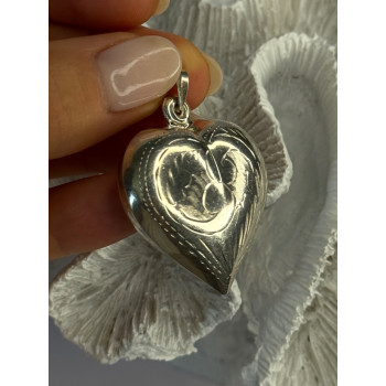 925 Sterling Silver Heart Locket Pendant Length 2 inch