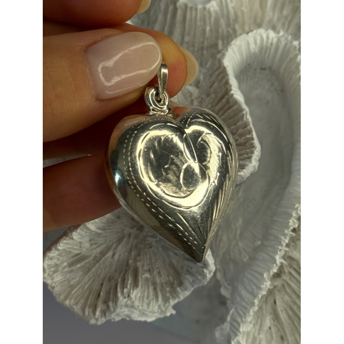 925 Sterling Silver Heart Locket Pendant Length 2 inch