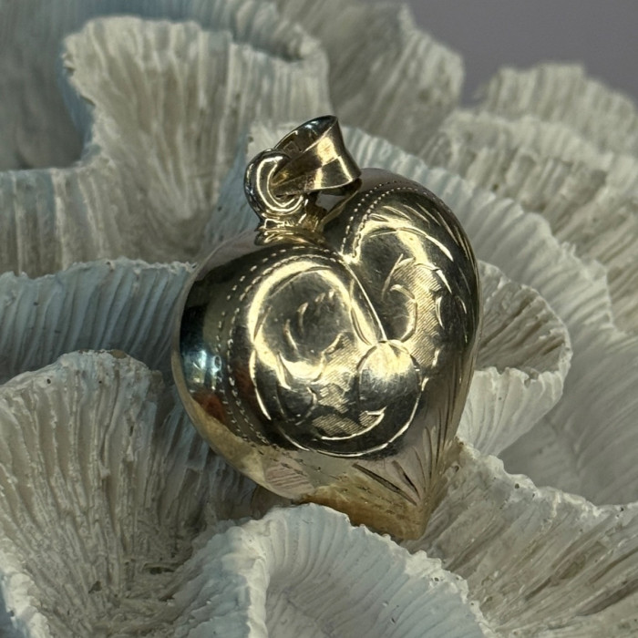 925 Sterling Silver Heart Locket Pendant Length 2 Inch