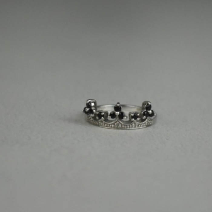 925 Sterling Silver Black Nephrite & Colorless Topaz 