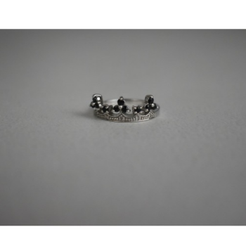 925 Sterling Silver Black Nephrite & Colorless Topaz 