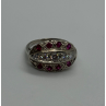 14K WHITE GOLD WHITE & PINK TOPAZ  RING SIZE 5.5