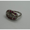 14K WHITE GOLD WHITE & PINK TOPAZ  RING SIZE 5.5