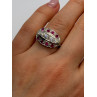 14K WHITE GOLD WHITE & PINK TOPAZ  RING SIZE 5.5