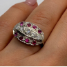 14K WHITE GOLD WHITE & PINK TOPAZ  RING SIZE 5.5