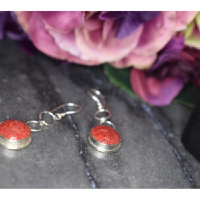 925 Sterling Silver Red Jasper Earrings